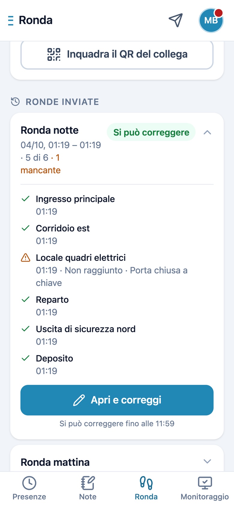 Lo storico, con la correzione